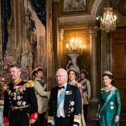 Federico de Dinamarca, Carlos Gustavo de Suecia, Mary de Dinamarca y Silvia de Suecia en la cena de gala por la Visita de Estado de los Reyes de Dinamarca