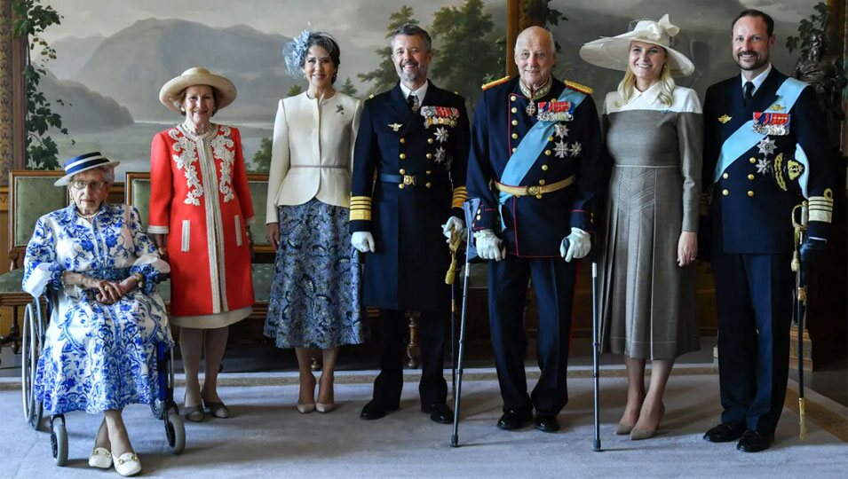 Astrid de Noruega, Sonia de Noruega, Federico y Mary de Dinamarca, Harald de Noruega y Haakon y Mette-Marit de Noruega