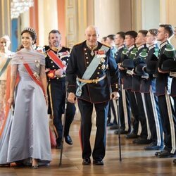 Harald de Noruega y Mary de Dinamarca en la cena de gala por la Visita de Estado de los Reyes de Dinamarca a Noruega