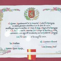 Diploma acreditativo de la Princesa Leonor como Hija Adoptiva de Zaragoza