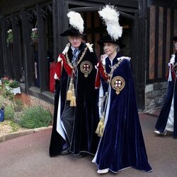 Los Duques de Gloucester, la Princesa Ana y el Príncipe Guillermo en la procesión de la Orden de la Jarretera 2024