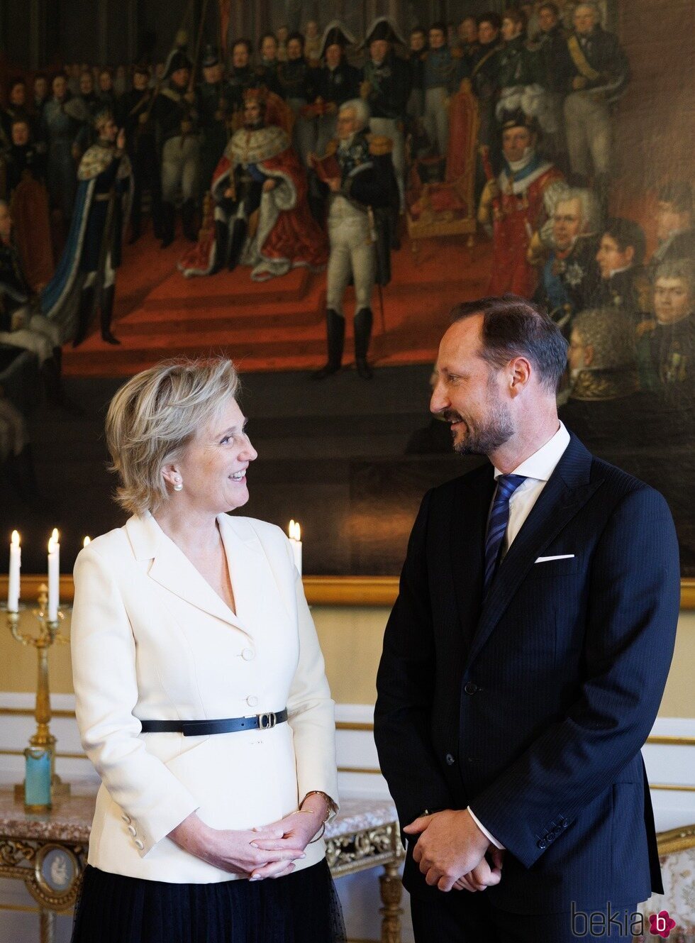 Los primos Astrid de Bélgica y Haakon de Noruega en el Palacio Real de Oslo