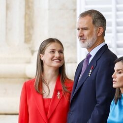 La Princesa Leonor, los Reyes Felipe y Letizia y la Infanta Sofía en la celebración del décimo aniversario del reinado de Felipe VI