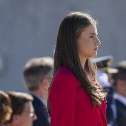 La Princesa Leonor en su despedida con honores en Barajas por su viaje oficial a Portugal