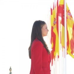 La Princesa Leonor en su despedida en el aeropuerto Adolfo Suárez Madrid-Barajas por su viaje oficial a Portugal