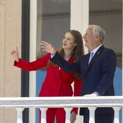 La Princesa Leonor y Marcelo Rebelo de Sousa en el Palacio de Belém en el primer viaje oficial de la Princesa Leonor a Portugal