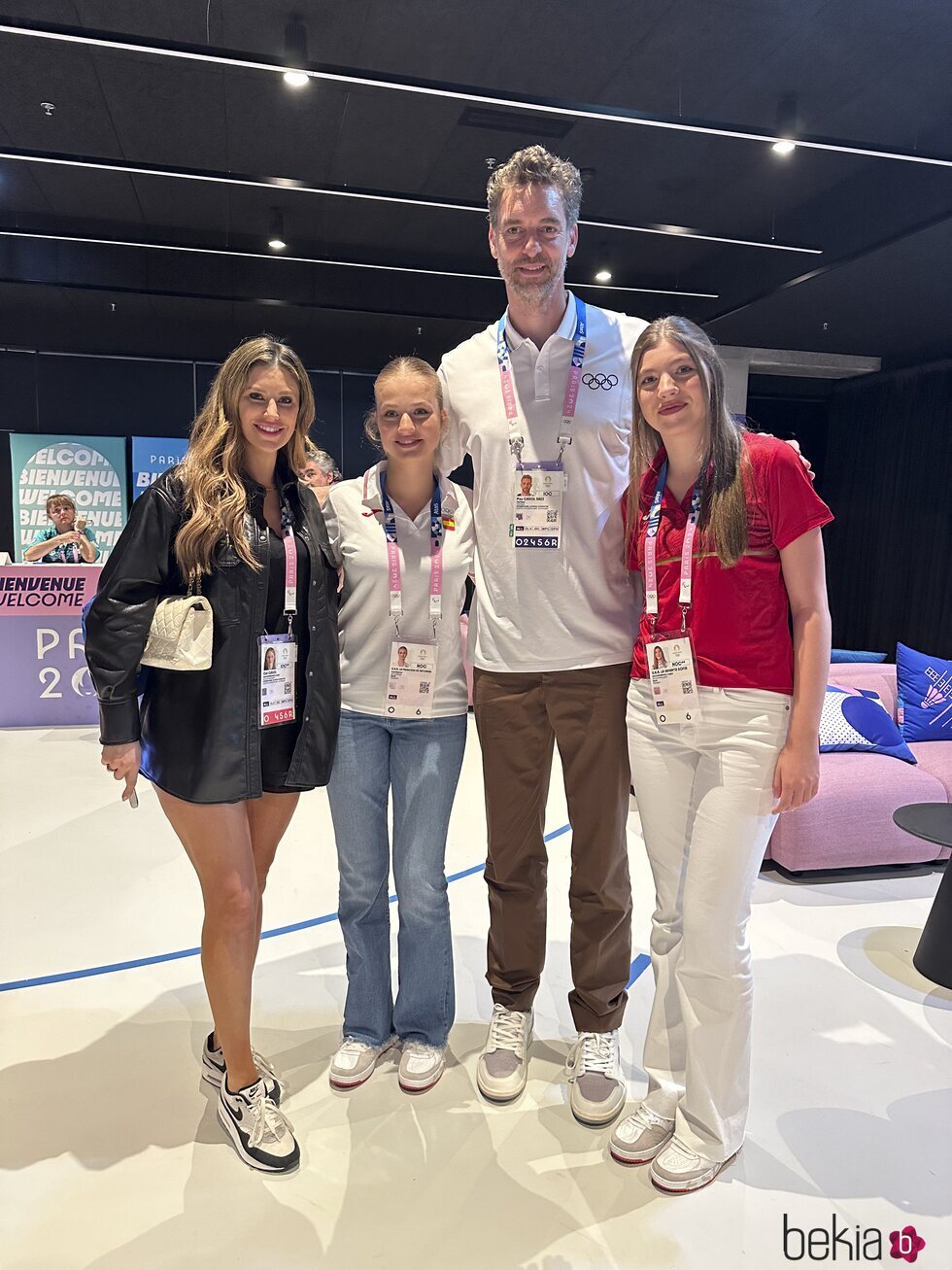 La Princesa Leonor y la Infanta Sofía con Pau Gasol y Cat McDonnell en los Juegos Olímpicos de París 2024