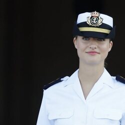 La Princesa Leonor, sonriente en la Escuela Naval de Marín, Pontevedra