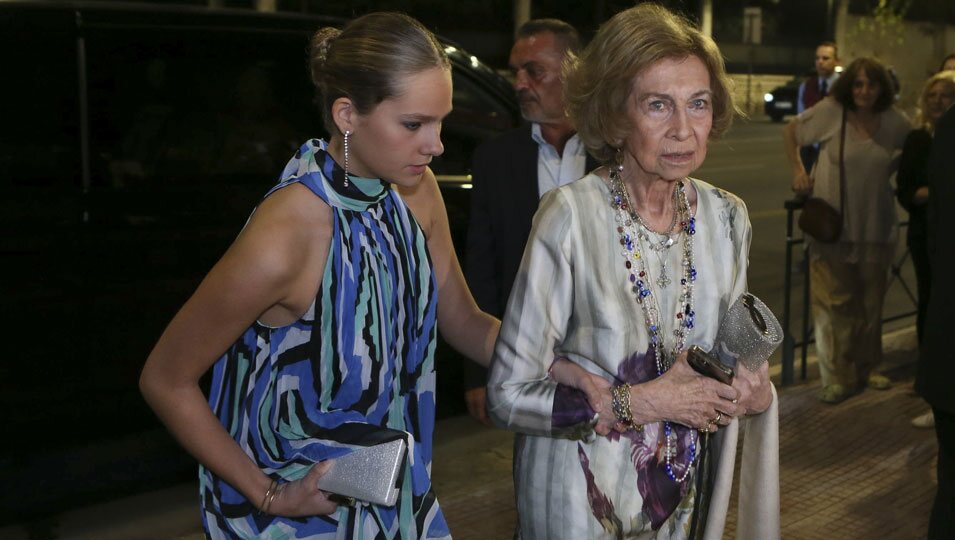 La Reina Sofía e Irene Urdangarin en la cena previa a la boda de Theodora de Grecia y Matthew Kumar