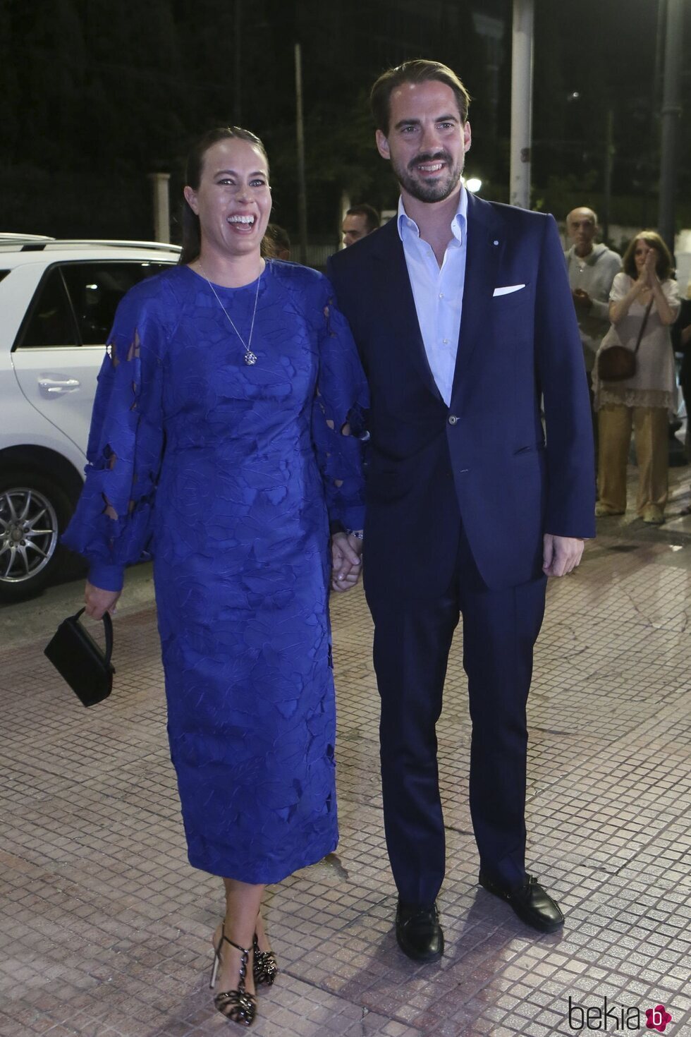 Philippos de Grecia y Nina Flohr en la cena previa a la boda de Theodora de Grecia y Matthew Kumar