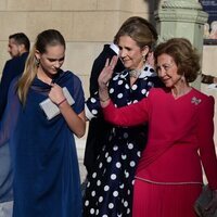 La Reina Sofía, la Infantas Elena y Cristina e Irene Urdangarin en la boda de Theodora de Grecia y Matthew Kumar