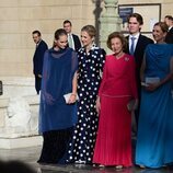 La Reina Sofía, las Infantas Elena y Cristina y Juan, Miguel e Irene Urdangarin en la boda de Theodora de Grecia y Matthew Kumar