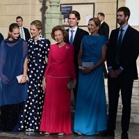 La Reina Sofía, las Infantas Elena y Cristina y Juan, Miguel e Irene Urdangarin en la boda de Theodora de Grecia y Matthew Kumar