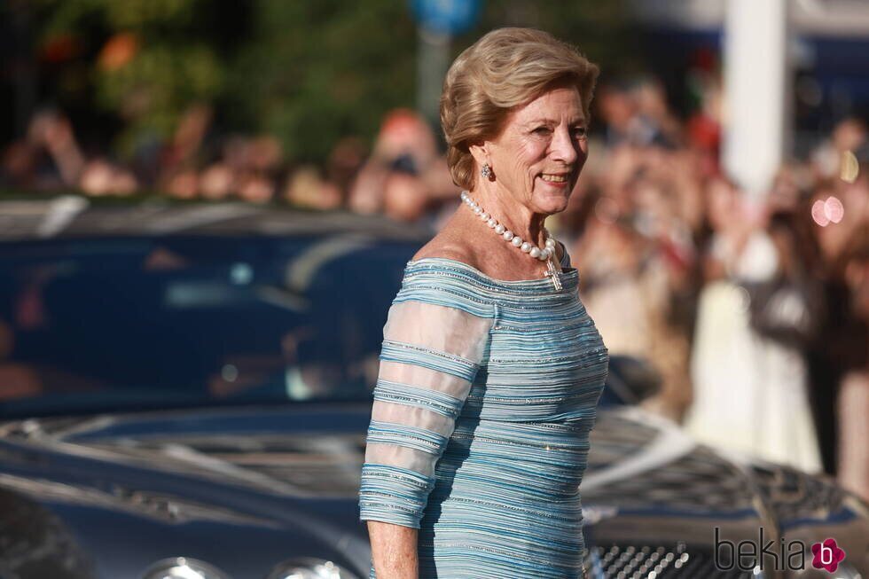 Ana María de Grecia en la boda de Theodora de Grecia y Matthew Kumar