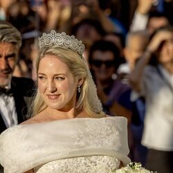 Theodora de Grecia con la Tiara Khedive de Egipto en su boda con Matthew Kumar