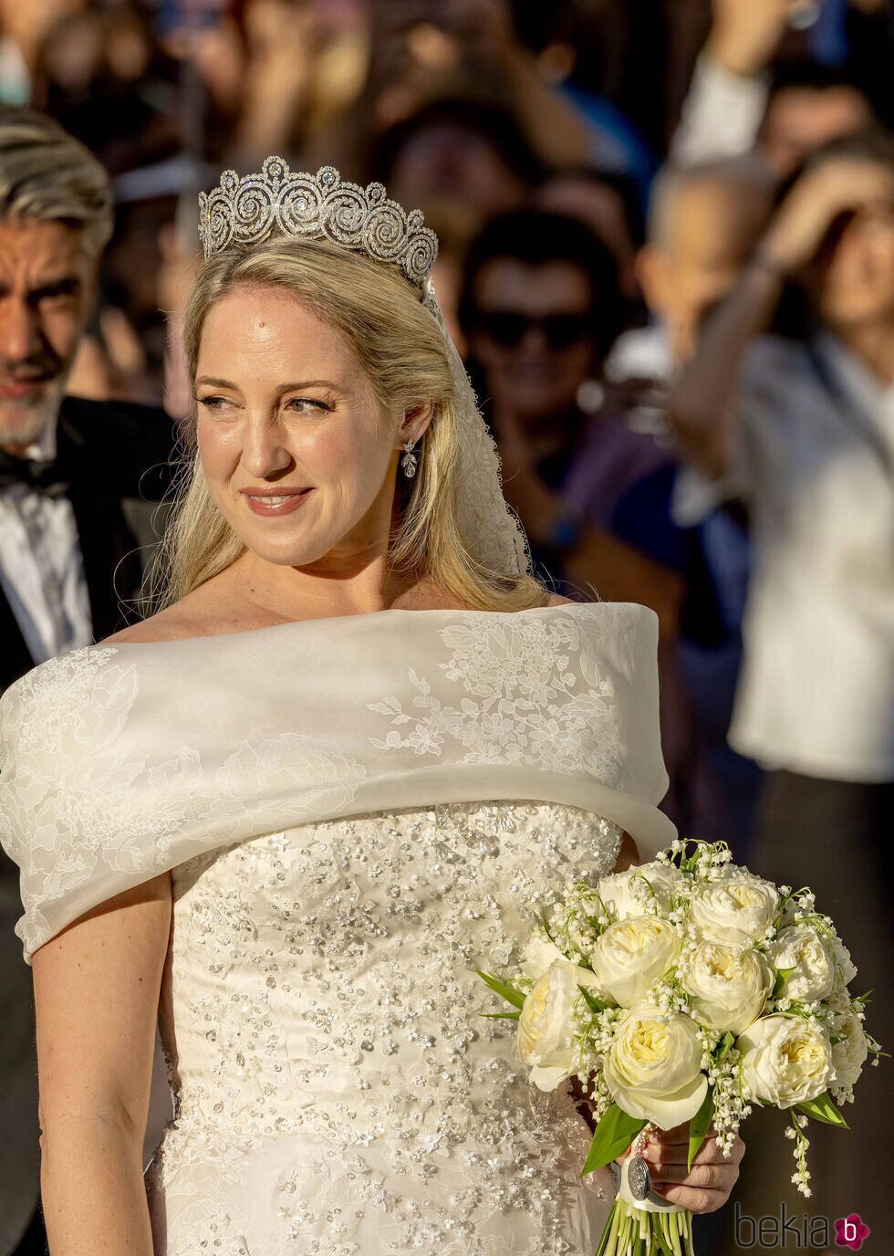 Theodora de Grecia con la Tiara Khedive de Egipto en su boda con Matthew Kumar