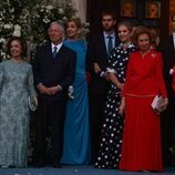 Alexander y Katherine de Serbia, la Infanta Cristina, Juan Urdangarin, la Infanta Elena, la Reina Sofía, Miguel Urdangarin y Benedicta de Dinamarca en la b