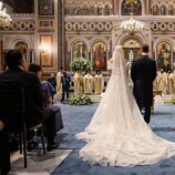 Theodora de Grecia y Matthew Kumar en el altar en su boda