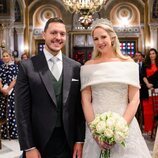 Theodora de Grecia y Matthew Kumar en su boda en la Catedral Metropolitana de Atenas