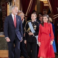 Los Reyes Felipe y Letizia con la Princesa Leonor en la recepción por el Día de la Hispanidad 2024