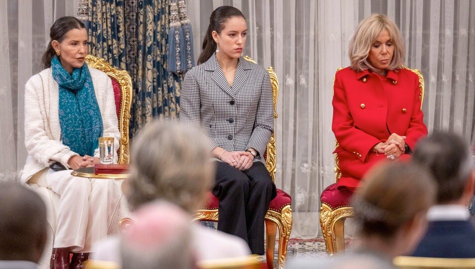 Lalla Meryem, Lalla Khadija de Marruecos y Brigitte Macron en la Visita de Estado del Presidente de Francia a Marruecos