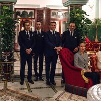 Moulay Rachid, Moulay Hassan de Marruecos, Emmanuel Macron, Mohamed VI y Lalla Khadija de Marruecos en la Visita de Estado del Presidente de Francia a Marr