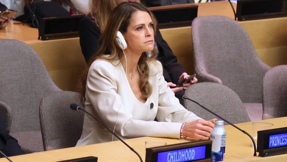 Magdalena de Suecia en una reunión de la ONU sobre infancia