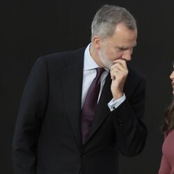 Los Reyes Felipe y Letizia hablando en la entrega de las Medallas de Oro al Mérito en las Bellas Artes