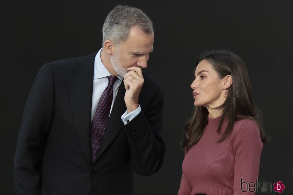 Los Reyes Felipe y Letizia hablando en la entrega de las Medallas de Oro al Mérito en las Bellas Artes