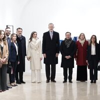 Los Reyes Felipe y Letizia y el Ministro de Exteriores en la Real Academia de España en Roma en su Viaje de Estado a Italia