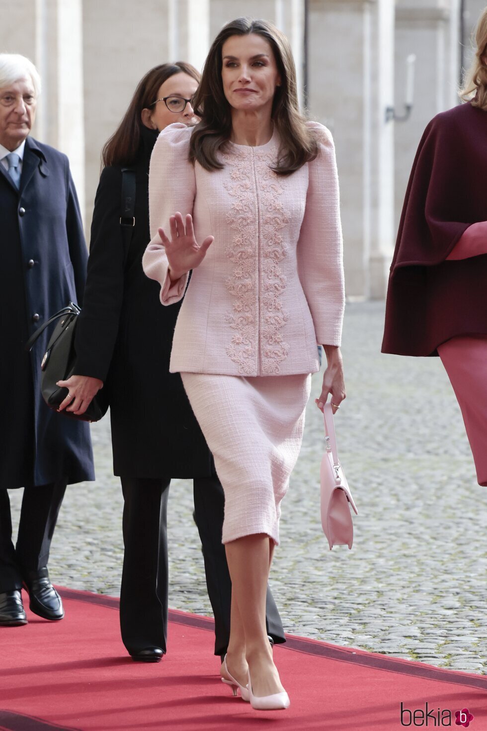 La Reina Letizia en la ceremonia de bienvenida por su Visita de Estado a Italia