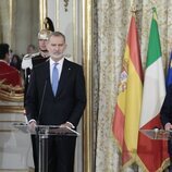 El Rey Felipe VI y Sergio Mattarella en sus discursos en la ceremonia de bienvenida a los Reyes de España por su Visita de Estado a Italia