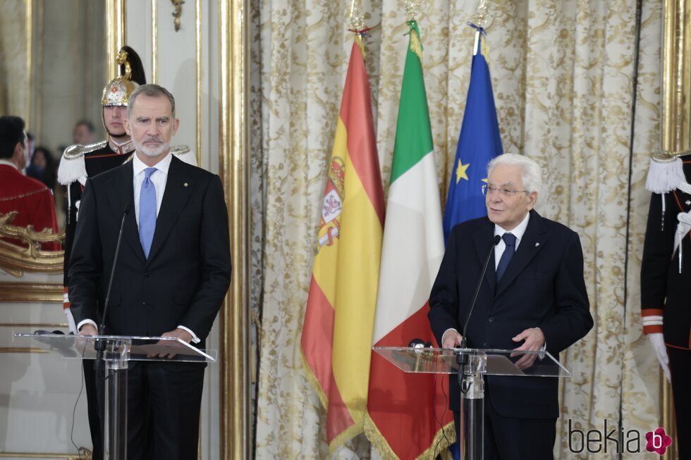 El Rey Felipe VI y Sergio Mattarella en sus discursos en la ceremonia de bienvenida a los Reyes de España por su Visita de Estado a Italia