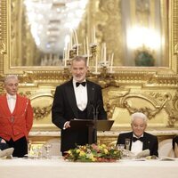 El Rey Felipe VI en su discurso ante la Reina Letizia y los Mattarella en la cena de gala por la Visita de Estado de los Reyes de España a Italia