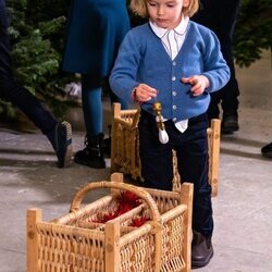 Julian de Suecia con decoración navideña en la recogida de árboles de Navidad