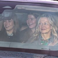 Lady Helen Taylor y sus hijas Estella y Eloise Taylor en el almuerzo prenavideño de la Familia Real Británica 2024