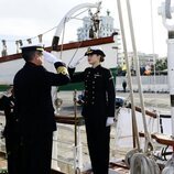 La Princesa Leonor en su primera toma de contacto con el Juan Sebastián Elcano