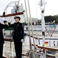 La Princesa Leonor en su primera toma de contacto con el Juan Sebastián Elcano