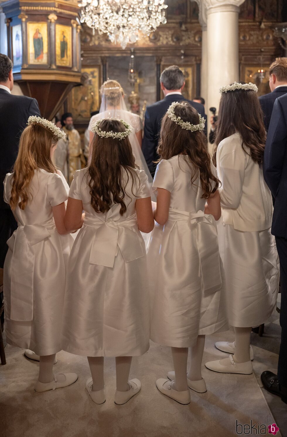 Las damas de honor en la boda de Nicolás de Grecia y Chrysi Vardinoyannis