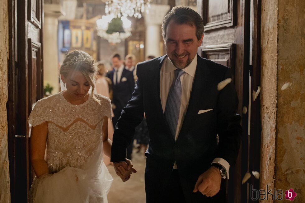 Nicolás de Grecia y Chrysi Vardinoyannis a la salida de su boda