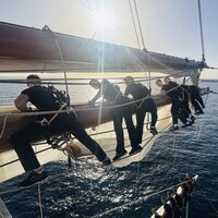 La Princesa Leonor en el aferrado de velas en su crucero de instrucción en el Juan Sebastián de Elcano