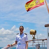 La Princesa Leonor en el Juan Sebastián de Elcano a su llegada a Salvador de Bahía