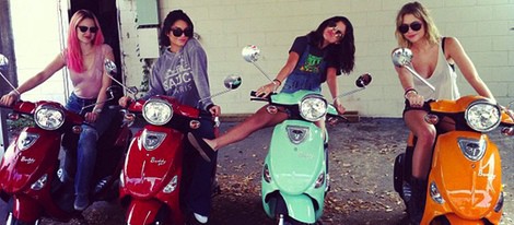 Selena Gomez y Vanessa Hudgens en el rodaje de 'Spring Breakers'