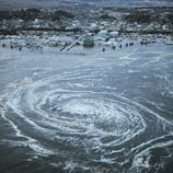 Remolino creado por el tsunami de Japón