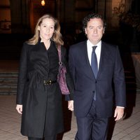 Fiona Ferrer y Jaime Polanco en el funeral de María Rosa Soutullo