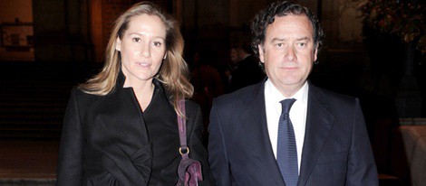 Fiona Ferrer y Jaime Polanco en el funeral de María Rosa Soutullo