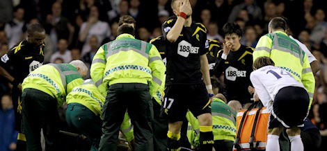 Fabrice Muamba tras sufrir un infarto en el campo de fútbol