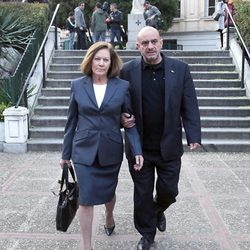 Natalia Figueroa en el funeral de Paco Valladares