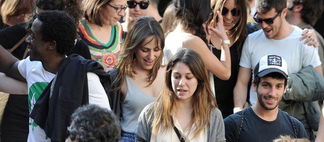 Irene Montalà, Blanca Suárez y Jonás Berami en la manifestación contra la Reforma Laboral