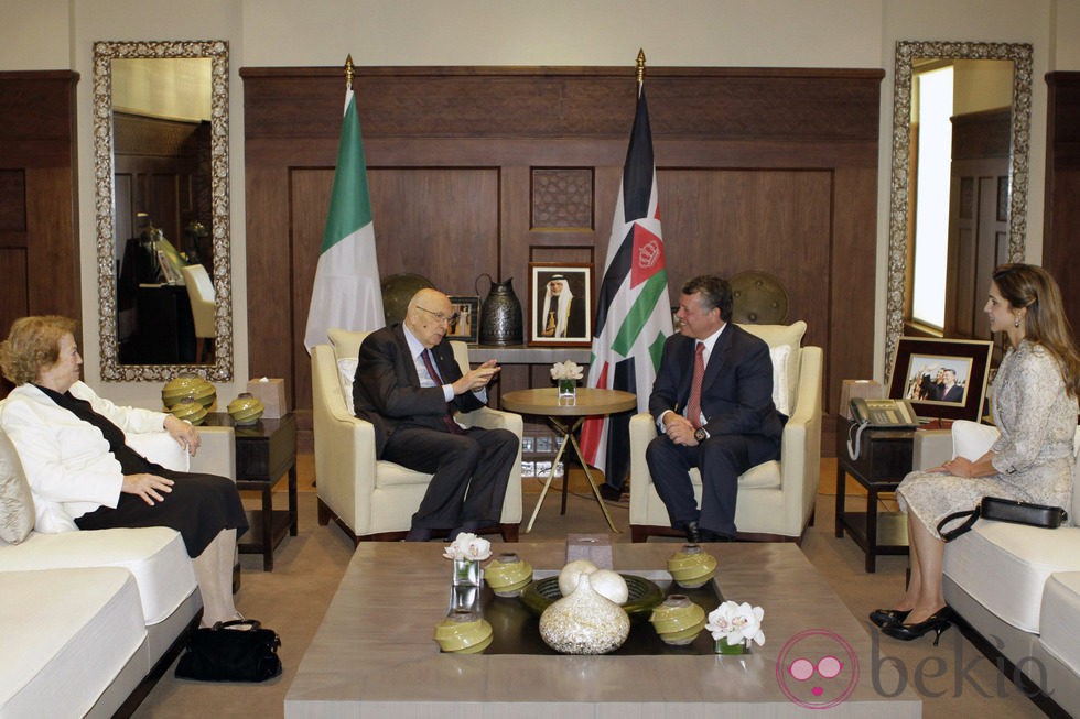 Abdalá y Rania de Jordania junto al Presidente de Italia y su esposa